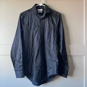 Calvin Klein Mens Infinite Non Iron Slim Fit Dress Shirt Small Black 14.5‎ 32/33